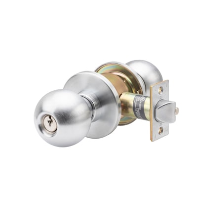 Trans Atlantic Co. Heavy Duty Stainless Steel Grade 1 Commercial Cylindrical Entry Door Knob with Lock DL-HVB53-US32D